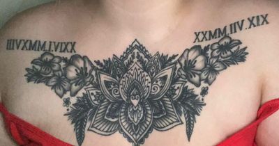 Mum told to 'cut off' her giant chest tattoo because she 'copied it'