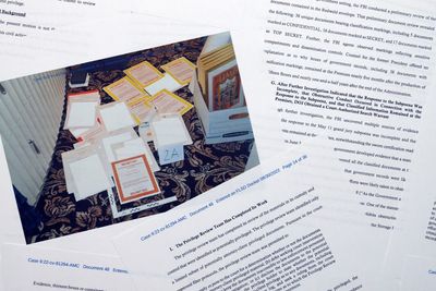 Trump accuses FBI of staging photo of secret documents on floor of Mar-a-Lago: ‘They dropped them not me’