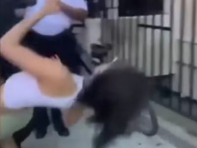 Brutal moment NYPD officer punches woman to the ground during scuffle over boyfriend’s arrest