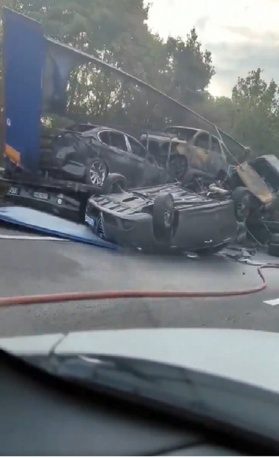 M11 shut near Stansted after crash between Royal Mail lorry and transporter