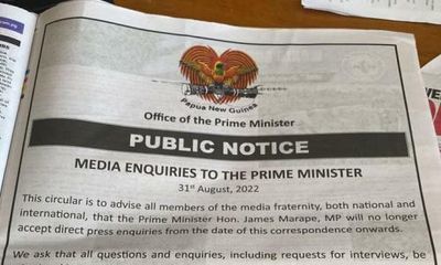 Papua New Guinea PM takes out advert urging journalists to stop calling him direct