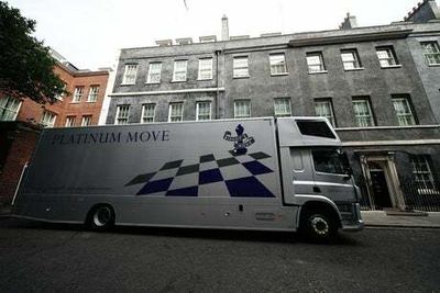 Moving vans outside Downing Street as Boris Johnson prepares to leave