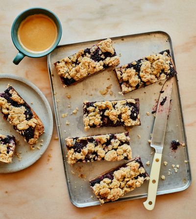 Benjamina Ebuehi’s recipe for blackberry and sage crumble bars