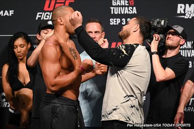 UFC Fight Night 209 faceoff video: Ciryl Gane, Tai Tuivasa final main event staredown