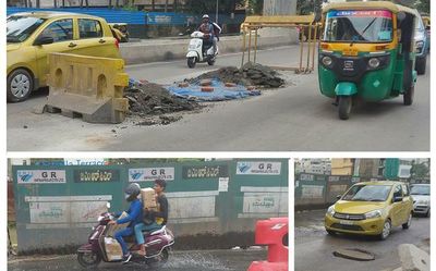 Metro work, potholed roads add to traffic snarls on Bannerghatta Road