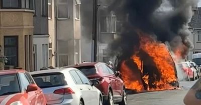 Raging fire turns Newport street 'pitch black' with smoke