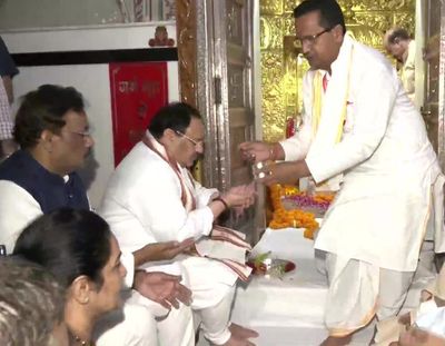 Haryana: JP Nadda offers prayers at Mata Mansa Devi temple in Panchkula