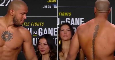 UFC star Ciryl Gane responds to being eyed up by ring girl during weigh-in