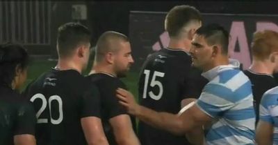 Pablo Matera refuses Dane Coles' handshake and shoves All Black after match
