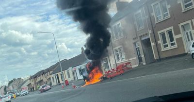 Van bursts into flames on Scots street as emergency services race to scene