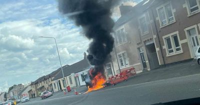 West Lothian van bursts into flames as fire crews race to extinguish blaze