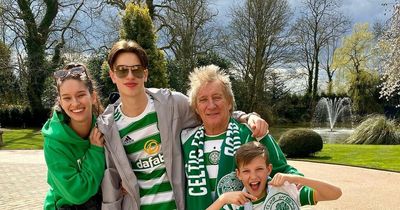 Rod Stewart's son Alastair celebrates Celtic's 4-0 win in Glasgow