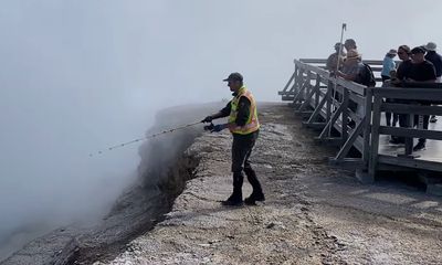 Park ranger goes fishing in Yellowstone geyser, but not for fish