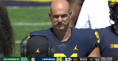 Michigan punter Brad Robbins unveiled an epic handlebar mustache, and college football fans loved it