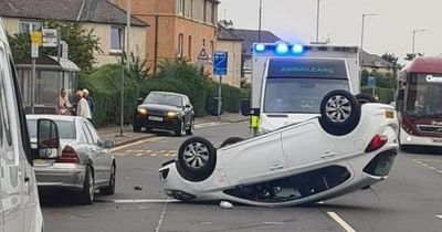 Edinburgh car flipped on its roof after collision on outskirts of city centre