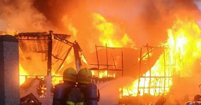 Shocking photo as mobile home goes up in flames