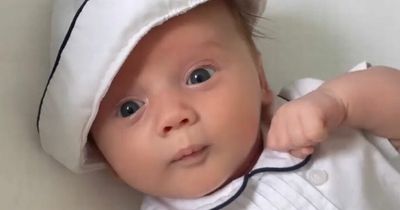 Storm Huntley shares adorable Instagram video of baby Otis dressed as a sailor