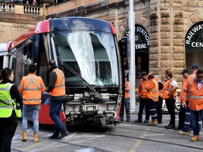 Fire truck crashes into tram in Sydney CBD
