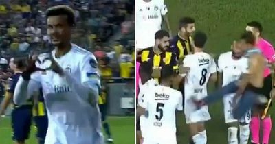 Dele Alli scores for Besiktas before fan runs on pitch and attacks teammate