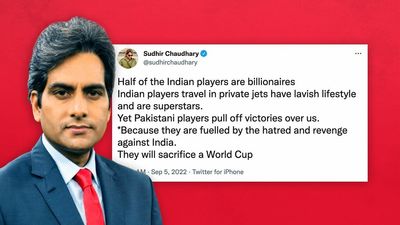 Sudhir Chaudhary offers commentary on India-Pak match. What happened next won’t surprise you