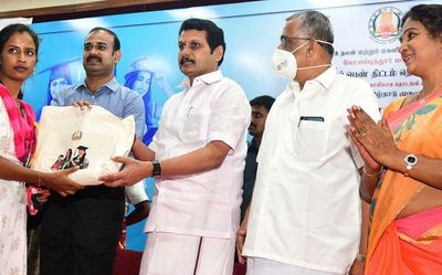 Tamil Nadu Ministers distribute scholarships for women students in Coimbatore, Tiruppur
