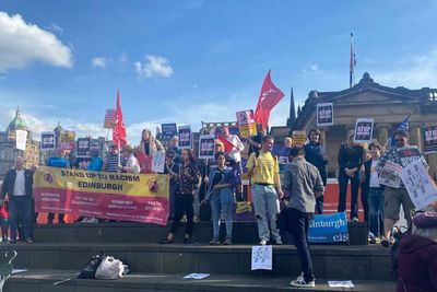 Anti-racism campaigners protest in Edinburgh as UK Rwanda policy challenged in court