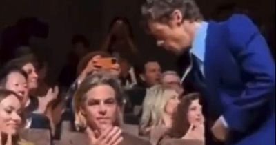 Harry Styles fans in frenzy as he appears to spit on co-star Chris Pine