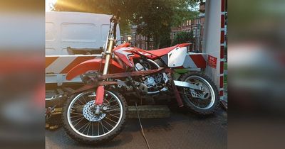 Balaclava teen stalls scrambler bike on wrong side of road before arrest