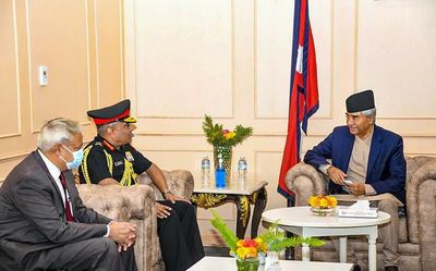 Indian Army chief General Manoj Pande calls on Nepal PM Sher Bahadur Deuba