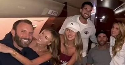 Dustin Johnson celebrates £3.5m LIV pay day with wife Paulina Gretzky on private jet