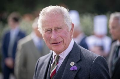 Charles strokes Clydesdale horses and enjoys carriage ride on Lanark visit