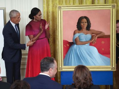 Michelle Obama’s portrait features her in gown by Jason Wu, who designed her inaugural celebration dresses