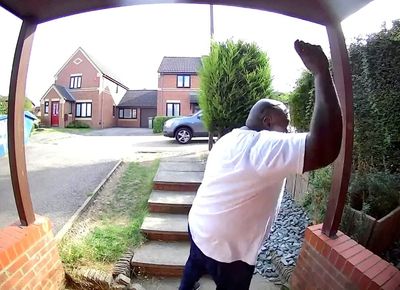 Delivery man caught on doorbell camera pelting cat with stones