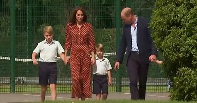 Prince Louis snubs dad Prince William and refuses his hand as he proudly walks to school