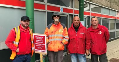 Falkirk and Grangemouth Royal Mail staff joined on picket lines by councillor