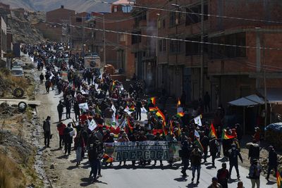 Bolivian coca farmers march on capital, burn disputed market
