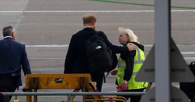 Prince Harry in touching moment with airport staff as he returns to London