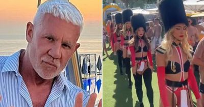 Wayne Lineker joined by bikini-clad women in military costumes for bizarre Queen tribute