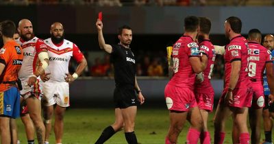 Catalans Dragons supporters launch drinks and objects at James Child after controversial play-off defeat