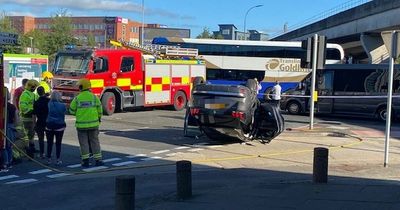 Belfast M3 crash sees car overturned at Nelson Street