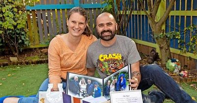 Wedding day time capsule reveals confetti bombs and a late father's touching message for Perth couple