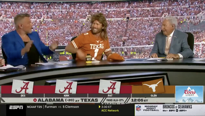 Glen Powell dons mullet, promises shots of ‘Bijan’ mustard if Texas beats Alabama during College GameDay