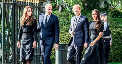 Prince William and Kate reunite with Meghan Markle and Prince Harry to read tributes