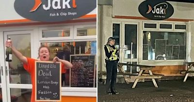 Windows smashed in at chip shop where controversial owner shouted 'Lizard Liz is dead'