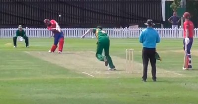 Bystander delivers furious X-rated rant at cricketer after massive six lands on his car