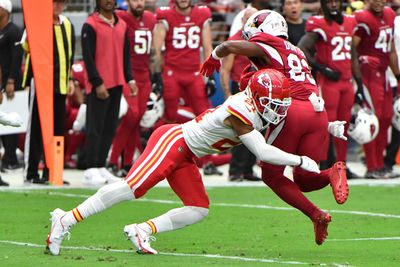 Chiefs CB Trent McDuffie carted to locker room with hamstring injury