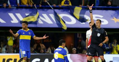 Marcos Rojo receives straight red card for Boca Juniors in River Plate derby