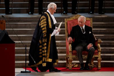 King Charles, in parliament, promises to follow queen's example