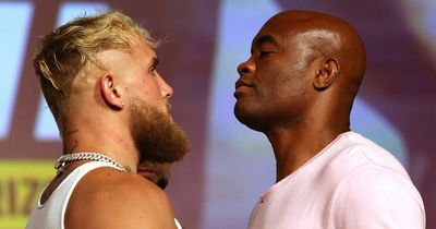 Jake Paul and Anderson Silva face off for first time ahead of boxing fight