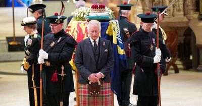 The Queen's four children surround her coffin during heart-wrenching royal vigil